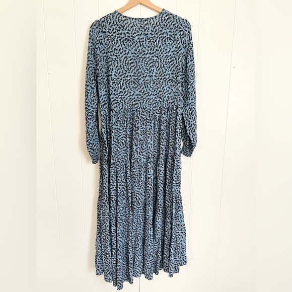 Zara Blue Angel Long Sleeve Prairie Maxi Dress zig zag print - Picture 6 of 8